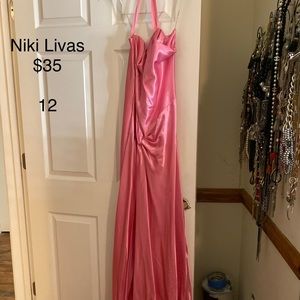 Niki Livas Pink Satin Formal
